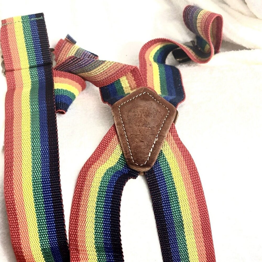 Rooster Products Rainbow Suspenders‎ Leather X-back adjustable